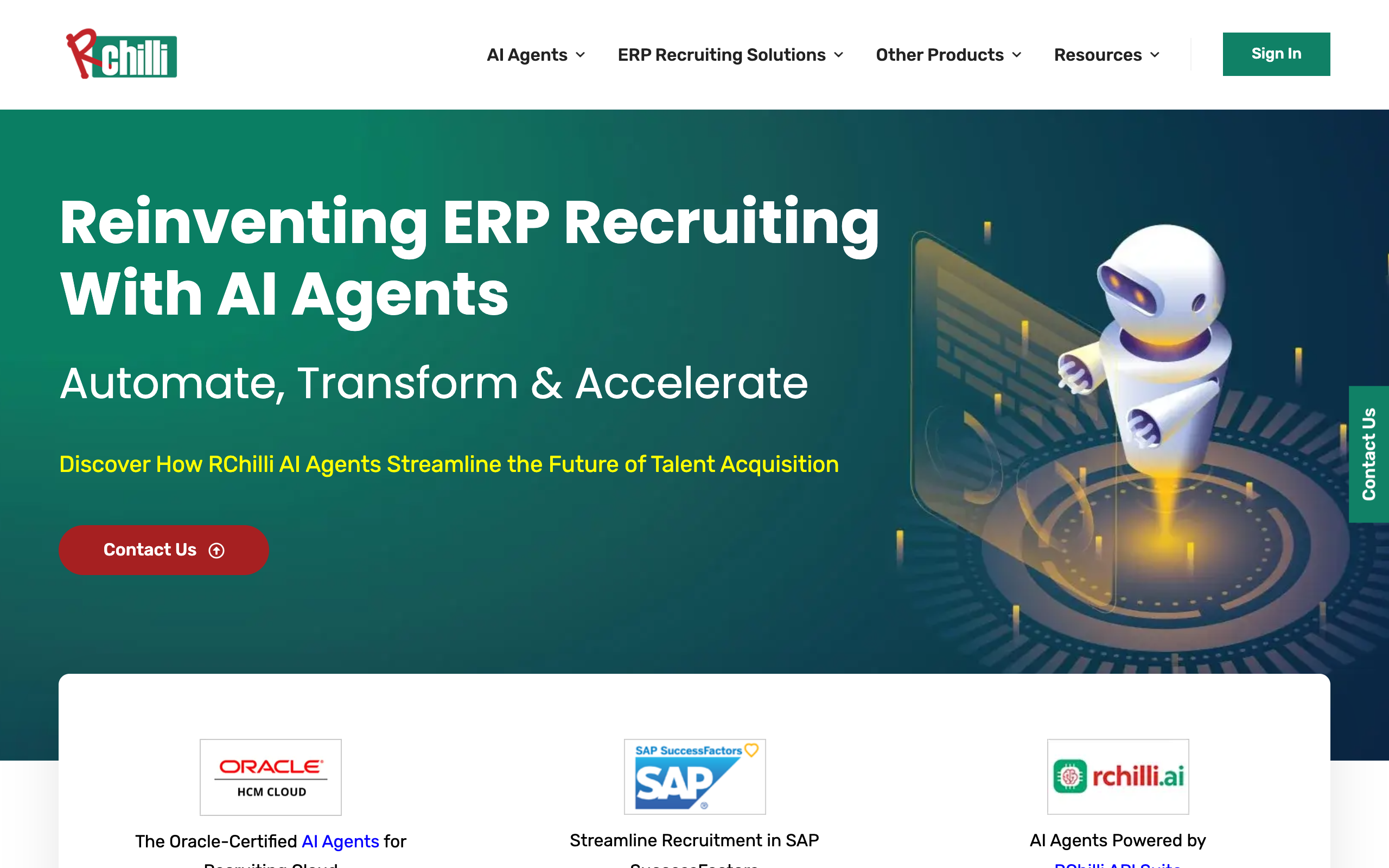 RChilli homepage, a resume parsing API for ERP and ATS recruiting platforms