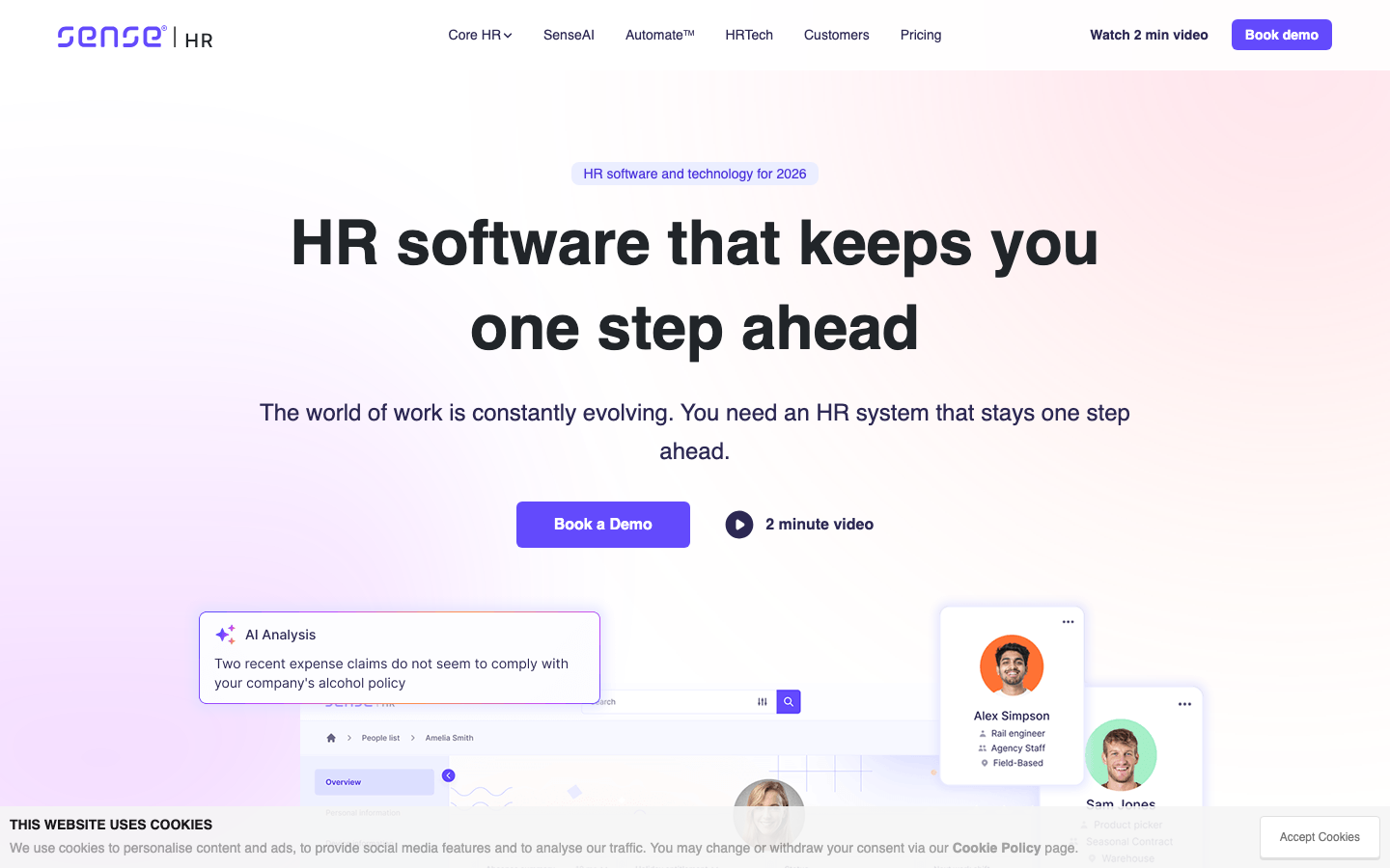 Sense HR homepage