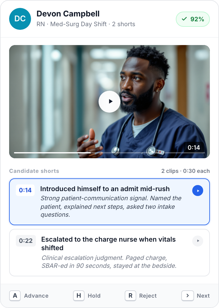 Truffle Magic Review on mobile with Candidate Short and match score for a clinical candidate