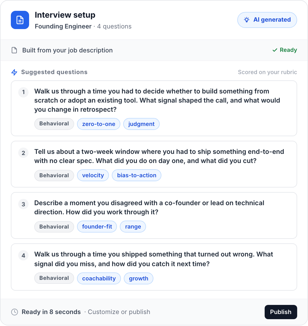 Truffle Position Link setup for a startup role with branded candidate experience